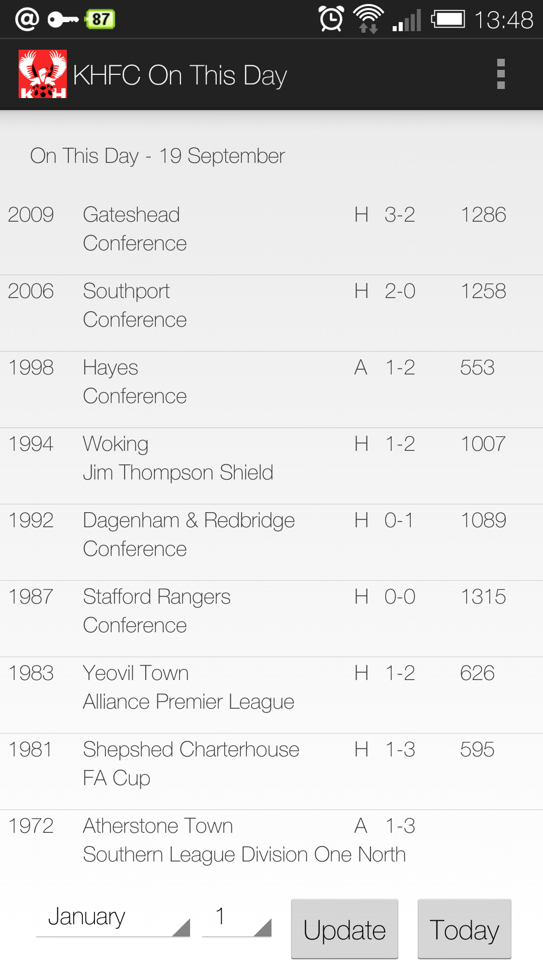 KHFC - On This Day app screenshot
